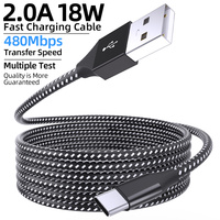 Cable de Carga OEM 3A USB-A a Tipo C Trenzado 9V 2A, Cable de Datos para Teléfono Móvil de 1M 2M 3M, Carga Rápida de 18W, Venta al Por Mayor