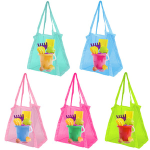 Sac <span class=keywords><strong>à</strong></span> main portable en nylon maillé pour le tri du linge de voyage, les <span class=keywords><strong>courses</strong></span> et le rangement d'accessoires de plage - Product Image 4