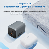 Adaptor Pengisi Daya Justlink PD 45W GaN Tipe-C USB-A dengan Colokan EU US UK, Pengisi Daya Dinding USB-C dengan Proteksi Anti Api untuk iPhone