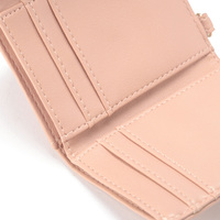 Dompet Mini Lipat Tiga Kulit PU dengan Kancing Tekan, Banyak Kantong Kartu, Dompet Koin Kecil untuk Wanita, OEM/ODM Logo Kustom