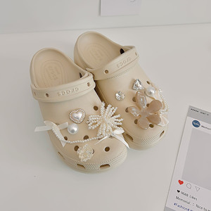 Vintage Style Faux Pearl <strong>Chain</strong> &amp; Tassel Clog Shoe Charms, DIY Decorative Buckles for Garden Shoes &amp; Sandals - Product Image 6