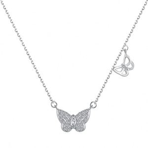 Dylam Luxurious Fashion Jewelry <b>Solid</b> Sterling <b>Silver</b> 5A Cubic Zirconia Link Chain Marquise Butterfly Pendant <b>Necklace</b> - Product Image 1