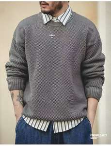 Suéter <span class=keywords><strong>de</strong></span> Punto <span class=keywords><strong>de</strong></span> <span class=keywords><strong>Piña</strong></span> para Hombre, 60% Algodón, 40% Acrílico, Cuello Redondo, Estilo Casual, Clásico y Básico, Fabricado en China - Product Image 2