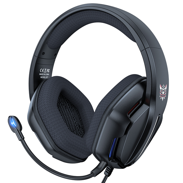 Onikuma Wired Noise Cancelling White X27 Led Gaming Headset Usb Headphones Over Ear Headphone With Wire Mic for Computer Gamer