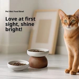 Großhandel: Split-Keramik-Kunststoff-Futterschale für Haustiere – erhöhter Fressnapf für Katzen und Hunde, geneigte Futter- und Wasserschale, tragbare Keramik-Katzenschale aus Holz - Product Image 4