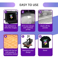 Poudre de transfert thermofusible et de prétraitement SUBLISTAR DTF noire anti-sublimation 1KG pour vêtements noirs/de couleur foncée