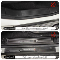 Pour Nissan Patrol Y63 Accessoires 2025-2026 Plaque de seuil de porte en fibre de carbone Protection anti-rayures Ensemble complet 10 pièces Garniture style PATROL