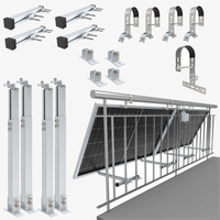 Kit de fixation solaire pour balcon en aluminium anodisé argenté, réglable, pour mini-système photovoltaïque, compatible avec les panneaux solaires encadrés pour maisons européennes