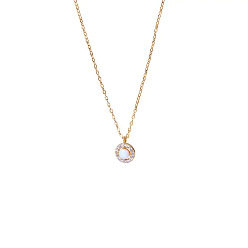 925 zircone cristallo gemma gioielli all'ingrosso collana di opale in argento sterling delicato sintetico