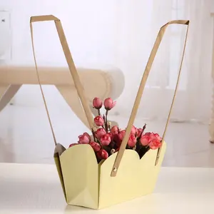 Hafif Dayanıklı Kraft Kağıt Fabrikası Taşıyıcı Çiçek hediye çantası ile 2 alt
