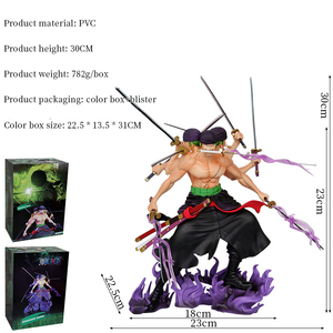 Roronoa โมเดลโมเดล Zoro ขนาด30ซม. โมเดล PVC ชิ้นเดียวจากอะนิเมะสามหัวหกแขนมีดเก้าชิ้นไหล - Product Image 2