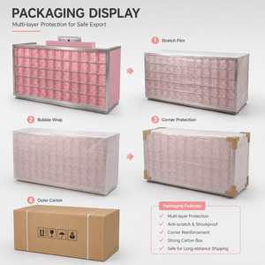 Comptoir de réception rose en acier inoxydable, design moderne, pour salon de beauté et mobilier commercial - Product Image 5