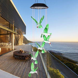 Carillon solaire à LED en forme de colibri, changeant de couleur, étanche, six carillons à vent en forme de colibri pour la décoration de la maison, des fêtes, du jardin, cadeau - Product Image 5