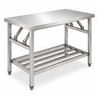 Table de travail en acier inoxydable sur mesure, de qualité industrielle, à 1 niveau, avec pieds carrés, durable et stable, pour la restauration et la cuisine