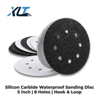 Disque de ponçage en carbure de silicium imperméable de 5 pouces à 8 trous, papier abrasif anti-colmatage pour la réparation de carrosserie automobile, la finition du bois, utilisation humide et sèche