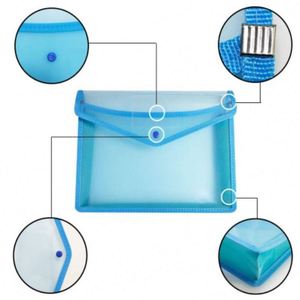 Pochette de classement accordéon étanche bleue avec fermeture à bouton-pression, grande pochette de classement en plastique, enveloppe poly, dossier de documents extensible - Product Image 3