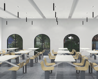 Ensemble table et chaises de salle à manger moderne pour restaurants/cantines commerciaux, écologique, durable, facile à nettoyer, 4 places