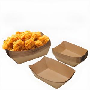 Bandeja de barco de patatas fritas biodegradable para llevar Bandejas de comida de papel Kraft desechables de grado alimenticio para ensalada y perritos calientes - Product Image 6