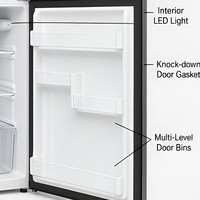 Réfrigérateur à double porte 218L/7,5 pieds cubes avec congélateur supérieur, économe en énergie, faible bruit, portable, électrique, pour usage hôtelier, OEM/ODM