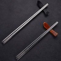 Ensemble de baguettes chinoises en acier inoxydable 304, anti-brûlure, antidérapantes, carrées, pour la maison, l'hôtel, la vaisselle de table
