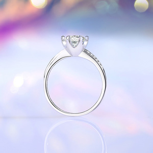 Anillos de moissanita de joyería fina para mujer de moda Simple, Plata de Ley 925, venta al por mayor, Zirconia cúbica CZ, anillo de diamante grande simulado - Product Image 5