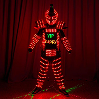 Disfraz de Robot Luminoso LED con Control Remoto, Traje Brillante con Casco de DJ, Efecto Láser de Color Personalizado, Recargable por USB para Discoteca