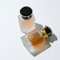 Botol Parfum Kaca Frost Crackle High End 50ml 100ml Kosong dengan Label Custom, Botol Parfum Kaca Silinder Premium Tutup Hitam