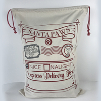 Grands sacs de Noël Sac d'impression de patte de chien avec cordon de serrage Sacs de Noël pour animaux de compagnie Réutilisable pour cadeau de Noël