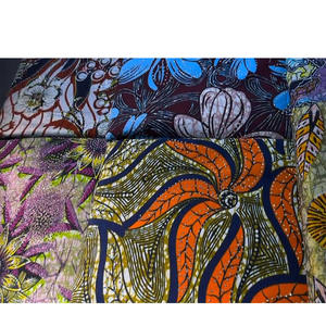 Tissu <span class=keywords><strong>pagne</strong></span> écologique en coton uni tissé, motif Ankara Batik Wax africain, vert doré et bleu, pour confection de robes - Product Image 4