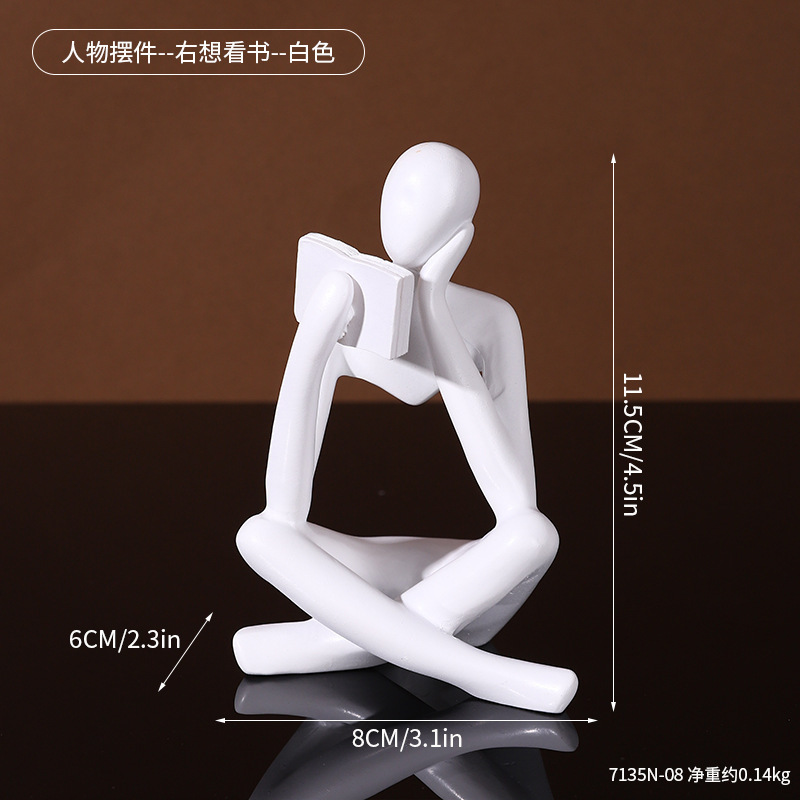 7135N-08 Figurine d'une personne cherchant à lire un livre (Blanc)