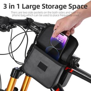 Sac de vélo à grande capacité de 1,4 L pour écran tactile TPU, tube avant, fermeture éclair amovible, étanche, pour route/VTT - Product Image 3