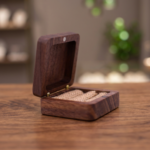 Custom Walnut Wood <b>Ring</b> <b>Box</b> Rustic Wooden Jewelry Case Handmade Gift Packaging for Wedding Engagement - Product Image 4