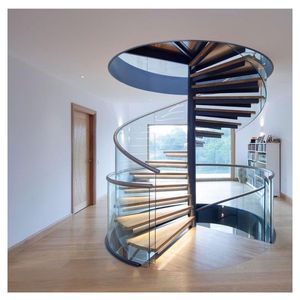 Escalier <span class=keywords><strong>en</strong></span> colimaçon moderne de haute qualité avec structure <span class=keywords><strong>en</strong></span> acier et marches <span class=keywords><strong>en</strong></span> bois pour projets d'hôpitaux, villas et appartements - Haute résistance 300 <span class=keywords><strong>lb</strong></span> - Product Image 2