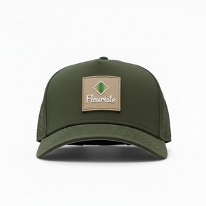 Casquette de baseball structurée à 5 panneaux en caoutchouc personnalisée OEM, imperméable, à séchage rapide, respirante, pour sports de plein air, avec fermeture à pression - Product Image 2