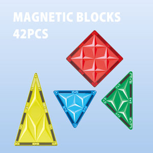 Tuiles de construction magnétiques colorées 42 pièces, jouets éducatifs STEM, blocs de construction sensoriels pour l'apprentissage et le développement des enfants d'âge préscolaire - Product Image 2