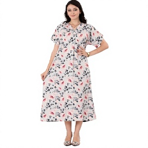 Trendy Cotton Fabric Casual Wear <b>Dress</b> Women Stylish Print Front Button Design Home Outdoor Outfit Bulk Supplier - Product Image 1