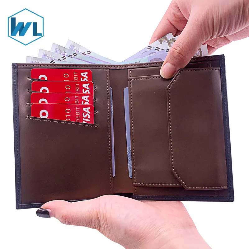 उच्च गुणवत्ता पागल हार्स चमड़ा पर्स सिक्का जेब फैशनेबल कार्ड धारक के साथ बटुआ billeteras पैरा hombre स्मार्ट