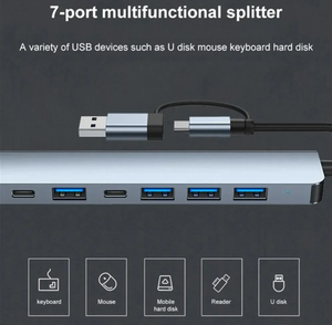 <span class=keywords><strong>Hub</strong></span> <span class=keywords><strong>USB</strong></span> 3.0 7 en 1, station d'accueil de type <span class=keywords><strong>C</strong></span>, séparateur multiport avec charge PD pour ordinateur portable, MacBook, <span class=keywords><strong>Lenovo</strong></span>, adaptateur d'ordinateur - Product Image 4