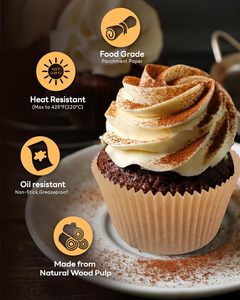 100 Unidades de Papel para Hornear Natural Jumbo, Antiadherente, Sin Blanquear, para Muffins, Cupcakes, Ideal para Fiestas y Bodas - Product Image 3