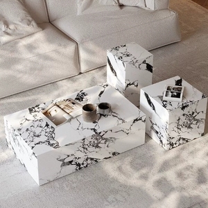 โต๊ะกาแฟหินอ่อนสี่เหลี่ยมแบนขนาดใหญ่สไตล์มินิมอลลิสต์สไตล์อิตาลีกันน้ำมีไฟหรูหรา - Product Image 1