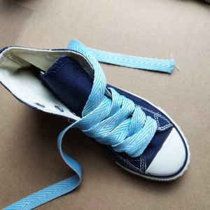 Lacet de chaussure personnalisé à rayures larges, tresse jacquard, lacets polyester à imprimé ethnique coloré pour baskets - Product Image 3