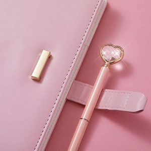 Cubierta de bloqueo en forma de corazón A5, cuaderno secreto, diario con llave, corazón, bolígrafo de diamante, cuero de PU, tapa dura, rosa, Gua, termo PU - Product Image 3