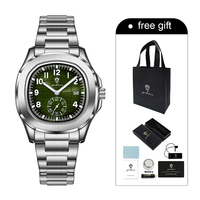 Montres Gohuos 8826 pour hommes, cadran carré, montre analogique avec calendrier, bracelet en acier inoxydable, étanche, montres minimalistes pour hommes