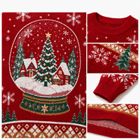 Pull personnalisé OEM pour couple, motif globe de neige de Noël, tricoté pour homme, collection hiver