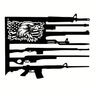 Décoration Murale Métallique Classique Aigle Drapeau Américain Art Déco pour Amateurs d'Armes à Feu - Ornement Mural Métallique pour Anniversaire - Product Image 1