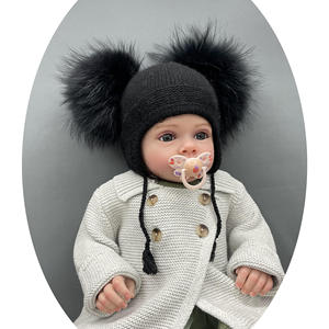 Janefur bébé et enfant taille angora <span class=keywords><strong>bonnet</strong></span> cache-oreilles tricoté <span class=keywords><strong>avec</strong></span> deux boules de fourrure hiver enfants grand <span class=keywords><strong>pompon</strong></span> <span class=keywords><strong>bonnet</strong></span> oreillette <span class=keywords><strong>bonnet</strong></span> - Product Image 1