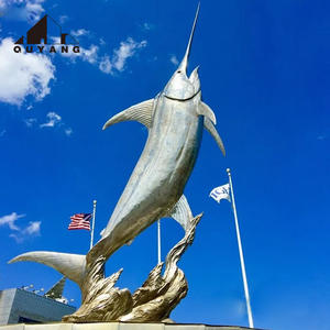 QUYANG acquario personalizzato decorazione mare grande pesce vela all'aperto statua Jumbo metallo bronzo Marlin pesce scultura di pesce - Product Image 4