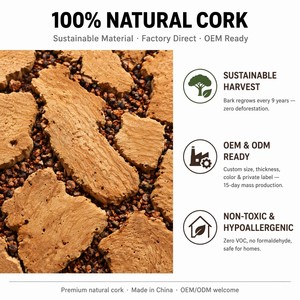 Revêtement <span class=keywords><strong>mural</strong></span> auto-adhésif en mosaïque de liège naturel FSC, 4 mm, acoustique NRC0.3, 5 couleurs, OEM - Product Image 5