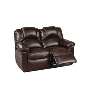 Sofá Reclinable de Dos Plazas Db Motion en Cuero Sintético Marrón con Mecanismo Manual y Brazos Acolchados para Muebles de Sala - Product Image 1