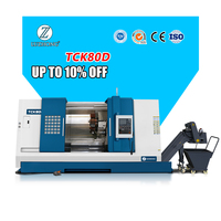 Mesin Bubut CNC Heavy Duty TCK80D dengan Lubang Spindle 105mm, Chuck Hidrolik Berongga 15 Inci, Tempat Tidur Miring Tanpa Tingkat, dan Rel Linear